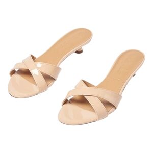 NEW Aeyde Stina Patent Leather Kitten Heels - Neutral